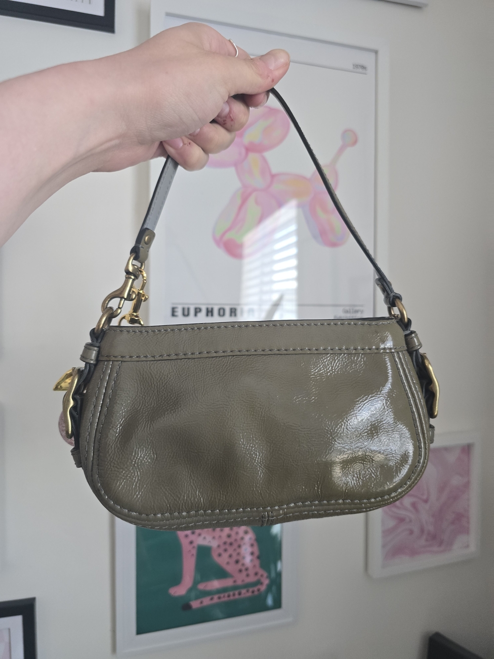Authentic Coach Zoe Y2K Olive Green Mini Bag W/Cherry Charm - Picture 3 of 6